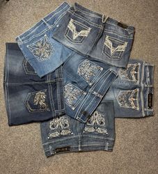 Y2K Denim-Stickerei-Minirock