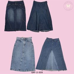 Classic High-Waist Denim Long Skirt for Women (GRF..