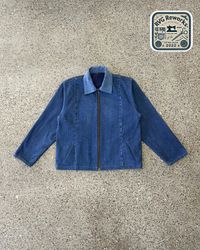 Upcycled Solid Denim Zip Jacket