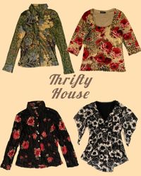 Retro Rose Printed Y2k Tops(TH/257)