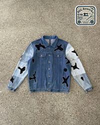 Upcycled Cow Print Denim Jacket