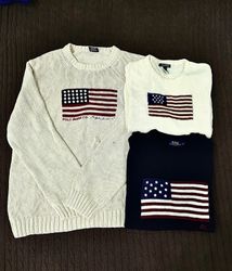 Polo Sweatshirt - Big USA Flag - Premium Articles