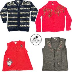 Vintage Birds & Flowers Jumpers/Cardigans: 10 Pcs ..