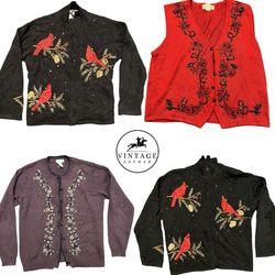 Vintage Birds & Flowers Jumpers/Cardigans: 10pcs (..