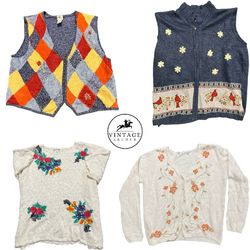 Vintage Birds and Flowers Embroidered Jumpers: 10 ..