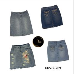 Retro Y2K Long Denim Skirt  (GRV-2-269)
