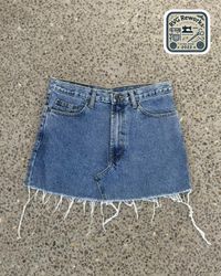 Upcycled Denim Fringe Skirt