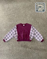 Upcycled Panel-Sleeve Cropped Sweatshirt