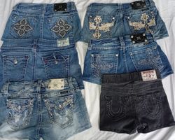 CR6905 Upcycled Miss Me & True Religion Shorts