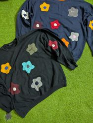 Upcycle Nike flowers patchwork sweatshirt