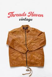 Vintage Genuine Leather Bomber Jacket – Classic Bl..