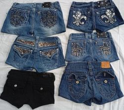 CR6912 Upcycled Miss Me & True Religion Shorts