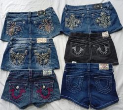 CR6913 Upcycled Miss Me & True Religion Shorts
