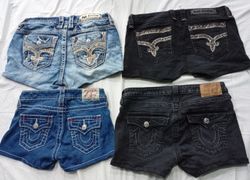 CR6915 Upcycled Rock Revival & True Religion Short..