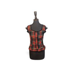 UPCYLED Y2K TARTAN RUFFLE CORSET TOP