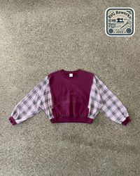 Upcycled Panel-Sleeve Cropped Sweatshirt