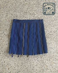 Upcycled Multi-Zip Denim Mini Skirt