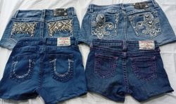 CR6930 Upcycled Miss Me & True Religion Shorts