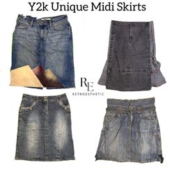 Y2K Unique Denim Midi Skirts RE-2839