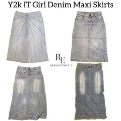 Y2K IT Girl Denim Maxi Skirts RE-2841
