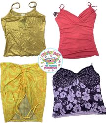 Vintage Y2K Camisole & Mesh Top Mix – 9pcs Ruched ..