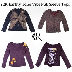 Y2K Earthy Vibe Tone Full Sleeve Top Rw-1633