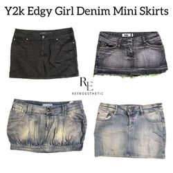 Y2K Edgy Girl Denim Micro Mini Skirts RE-2844