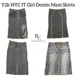 Y2K NYC IT Girl Denim Maxi Skirts RE-2845
