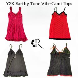 Y2K Earthy Vibe Tone Cami Tops Rw-1643