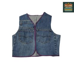 Upcycled Denim Gilet with Contrast Pipings