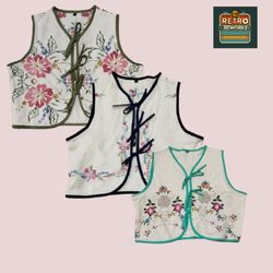 Upcycled Front Tie Linen Tops