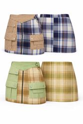 CR1399 Upcycled Patchwork Mini Skirt