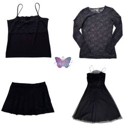 A black lace-trimmed camisole with thin spaghetti ..