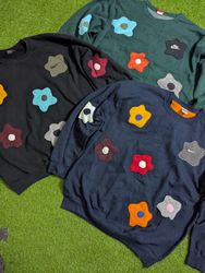 Upcycle Nike flowers patchwork sweatshirt
