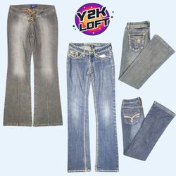 Y2K Unique Flared Denim Jeans (FB-022)