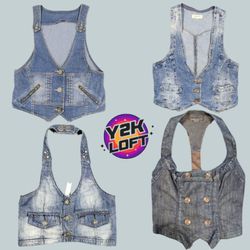 Y2K Cyber Girl Era Denim Vest (FB-025)