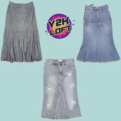 Y2K Britney Era Denim Midi skirts (FB-026)