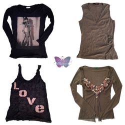 Grunge Fairycore Brown & Black Top Collection (SV-..