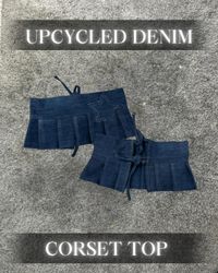 Upcycled Denim Patchwork Corset Top