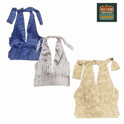 Upcycled SATIN NECK Halter Top