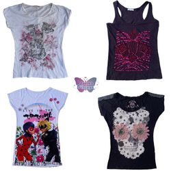 Y2K & 90s Mix Graphic Tops – Butterfly Tee, Sequin..