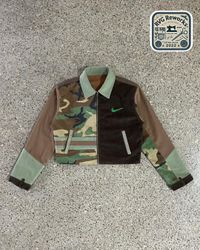 Upcycled Camo Contrast Cropped Jacket