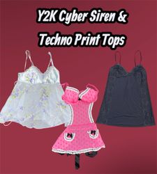 Y2K Cyber-Siren & Techno-Print Tops - (11/03)