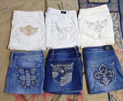 EARL LOVE INDIGO AND OTHER BRAND MINI MICRO SKIRTS..