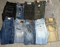 Calças Jeans Bordadas Hip Hop