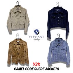 Y2K Camel Code Suede Jackets - EV0302