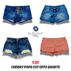 Y2K Cherry Pops Cut offs Shorts - EV0339