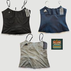 Upcycled Adidas Lace-Trim Cami Tops