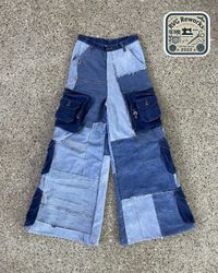 Upcycled Patchwork Cargo Denim Pants
