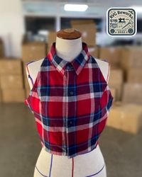 Upcycled Plaid Halter Crop Top